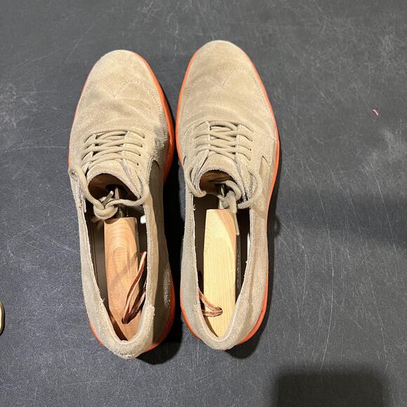 Cole Haan Air Jasper Shoes Mens 10 Tan Suede Oxford Orange Sole Casual Low Top